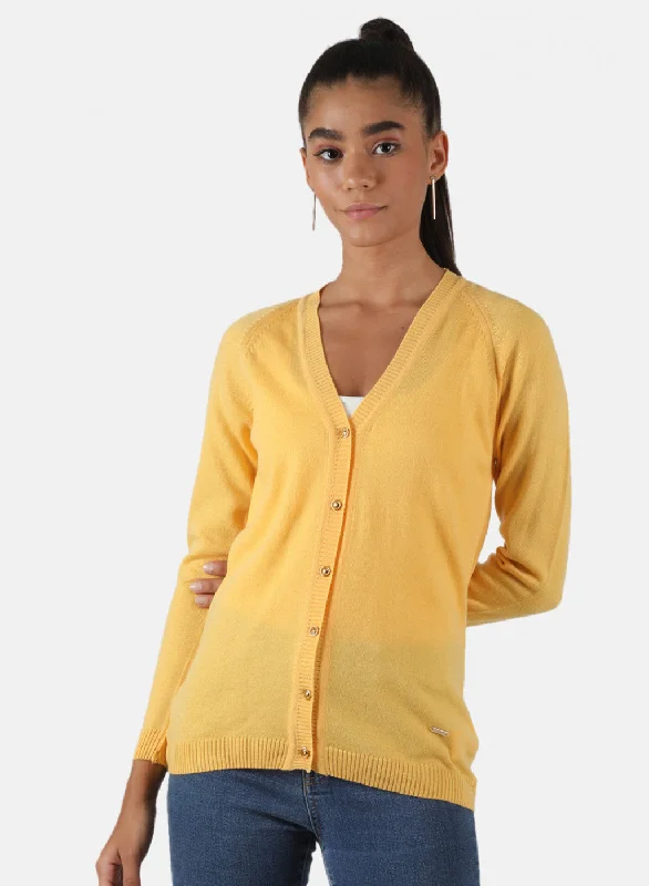 Modern City Women Yellow Solid Cardigan