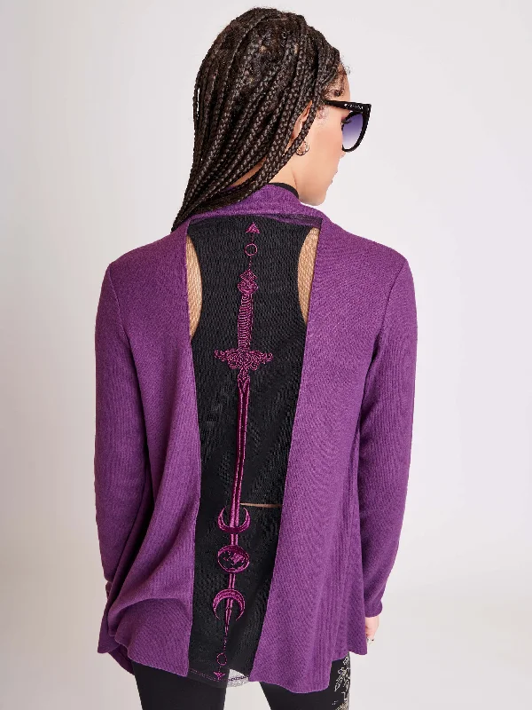 Elegant Design Purple Dagger Cardigan