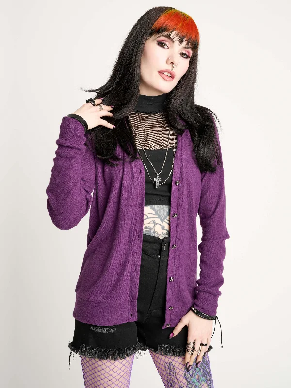 Sports Fashion Purple Skull Button Cardigan