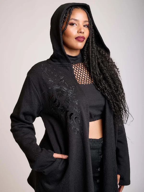 Classic Retro Raven Embroidered Cloak