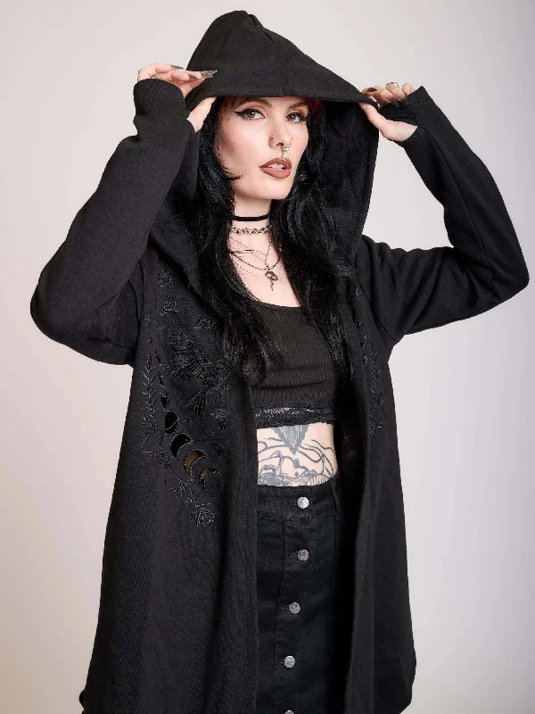 Comfortable And Cold-proof Raven Embroidered Cloak