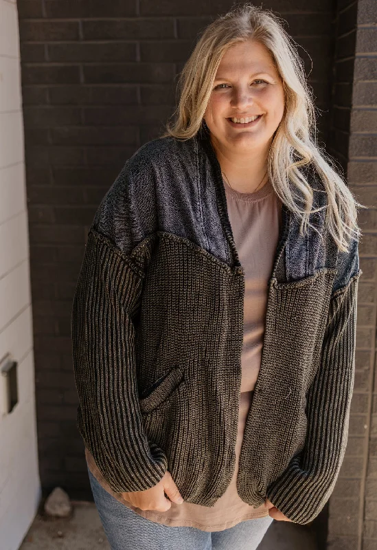 New Products SELAH REG/CURVY ACID WASHED CARDIGAN