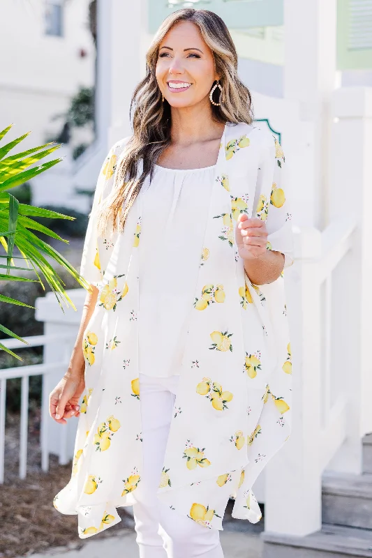 Comfortable Dresses Time Is Ours Kimono, Off-White