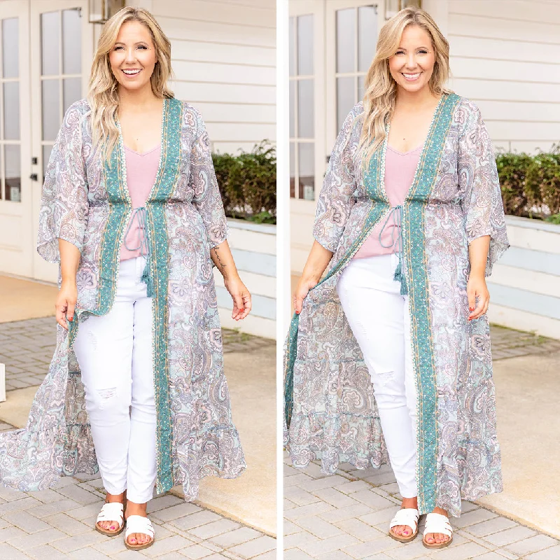 Chic Comfort Treasure Island Kimono, Sage