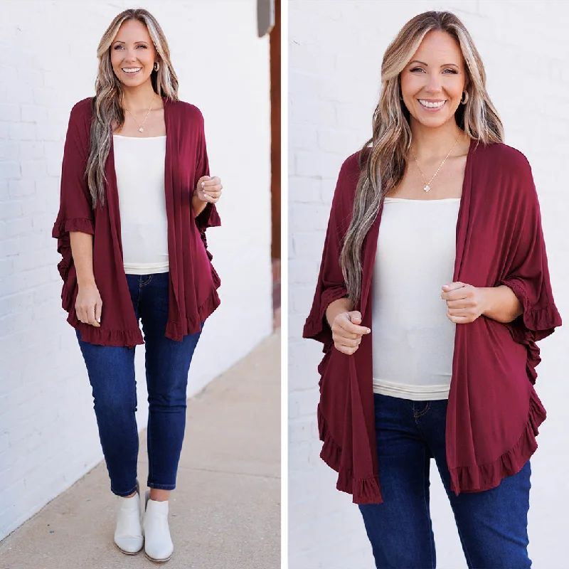 Comfortable Looks Wish You Were Mine Cardigan, Burgundy