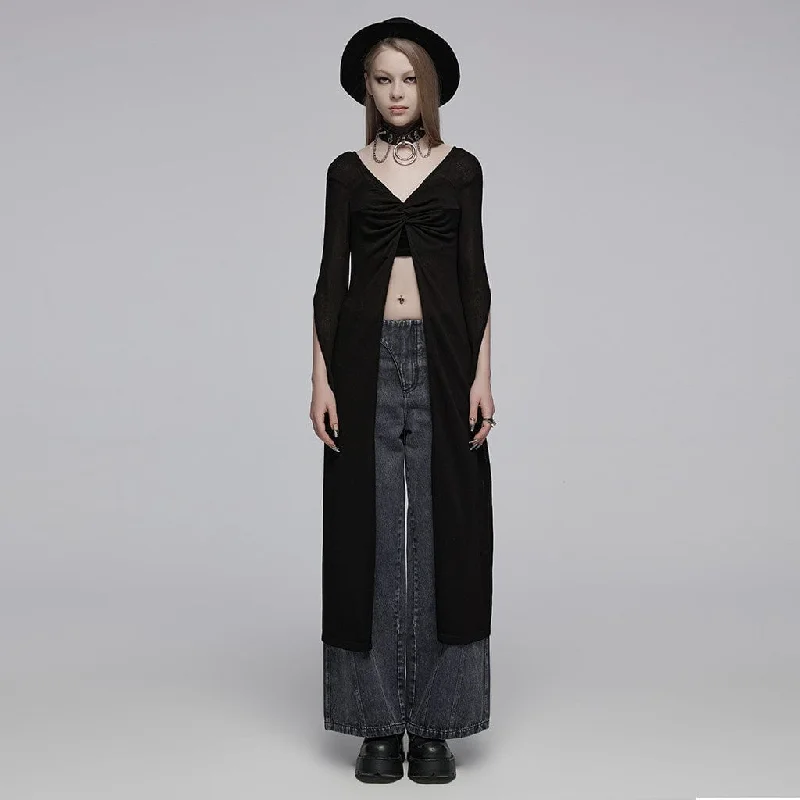 Comfortable Series Women's Gothic Plunging Split Cardigan