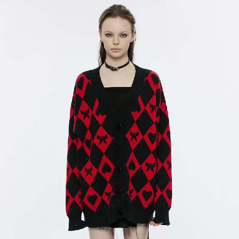 Fashionable Prints Women's Grunge Unedged Loose Plaid Cardigan