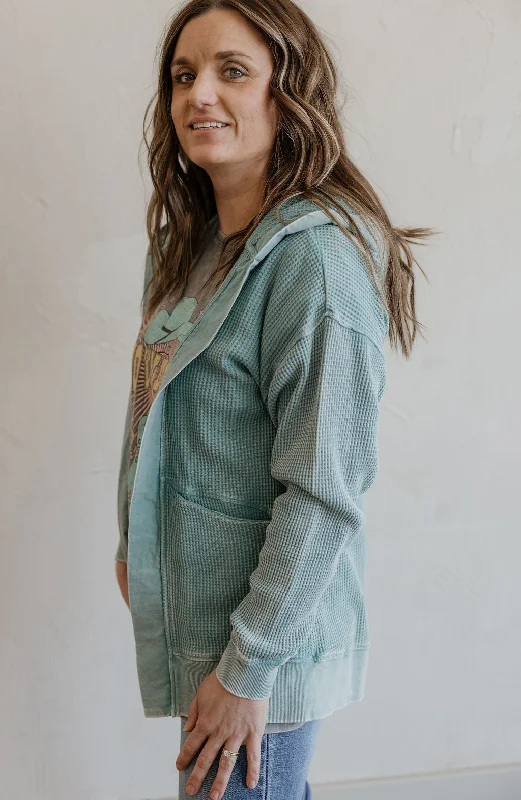 Cool Style ZOE WAFFLE MINERAL WASHED CARDIGAN