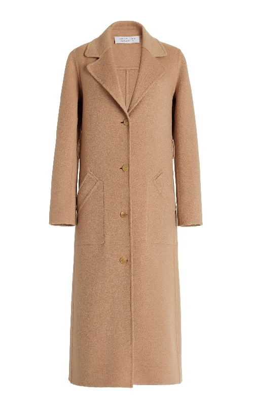 Free and comfortable William Coat in Camel Double-Face Recycled Cashmere