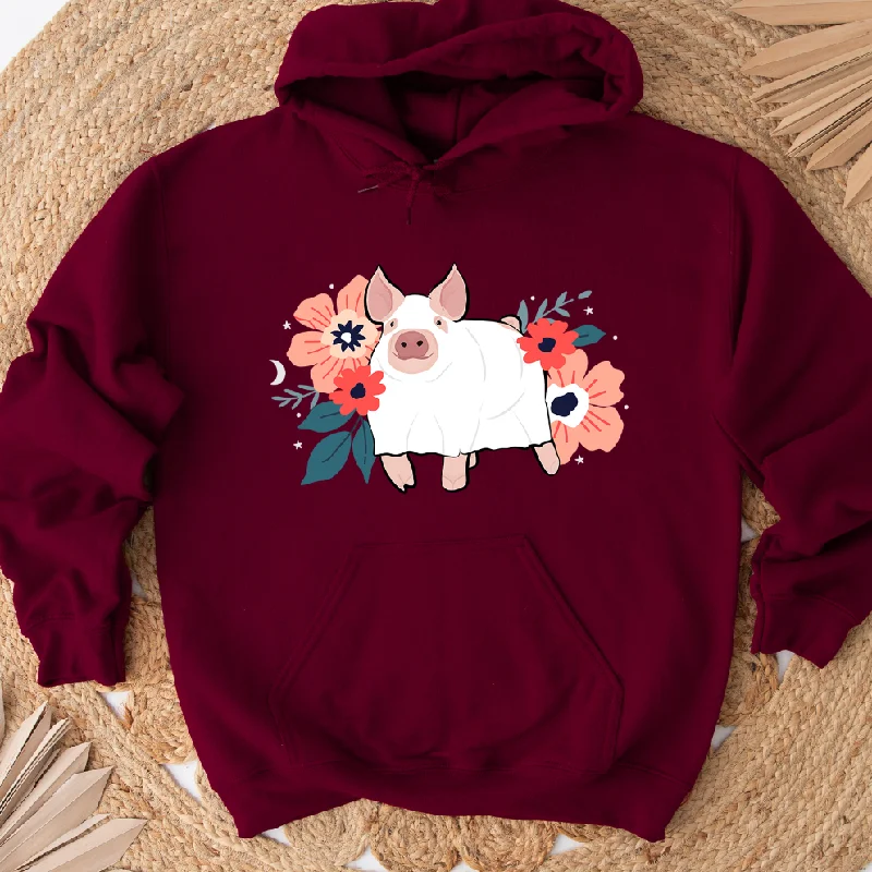 Classic Choice Floral Ghost Pig Hoodie (S-3XL) Unisex - Multiple Colors!
