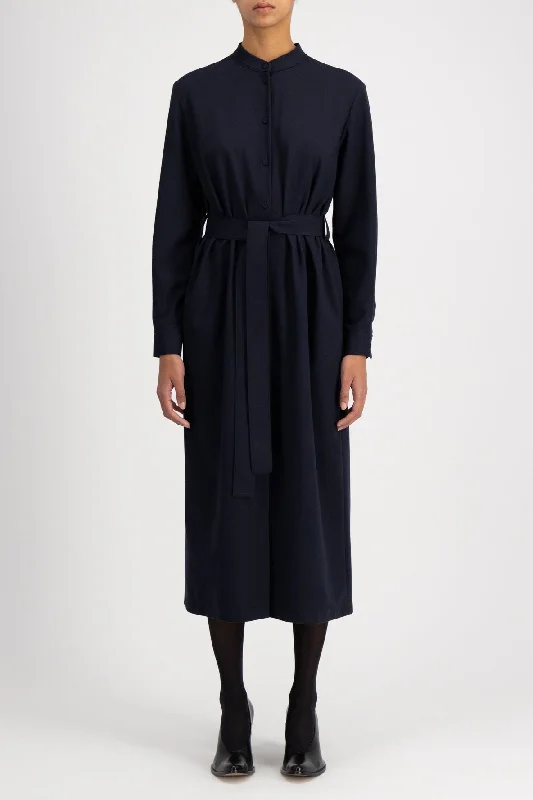 Casual Wear Long Belted Shirt Dress