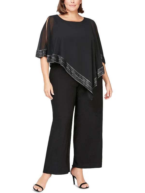 Trendy Comfort Plus Womens Chiffon Asymmetrical Jumpsuit
