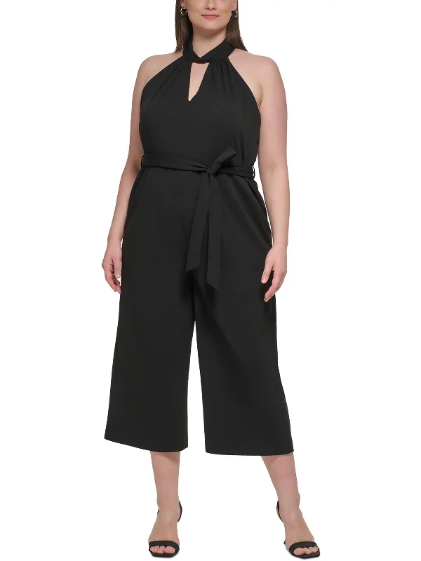Lounge Wear Plus Womens Halter Cropped Jumpsuit