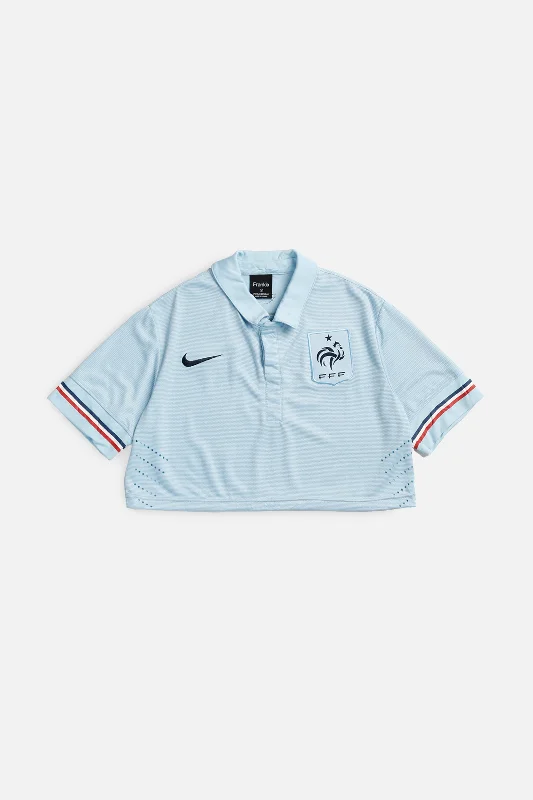 Luxury Classic Rework Crop France Soccer Jersey - M