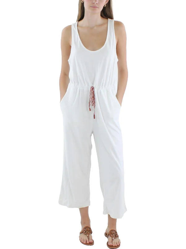 Cozy Fit Womens Belted Cotton Jumpsuit