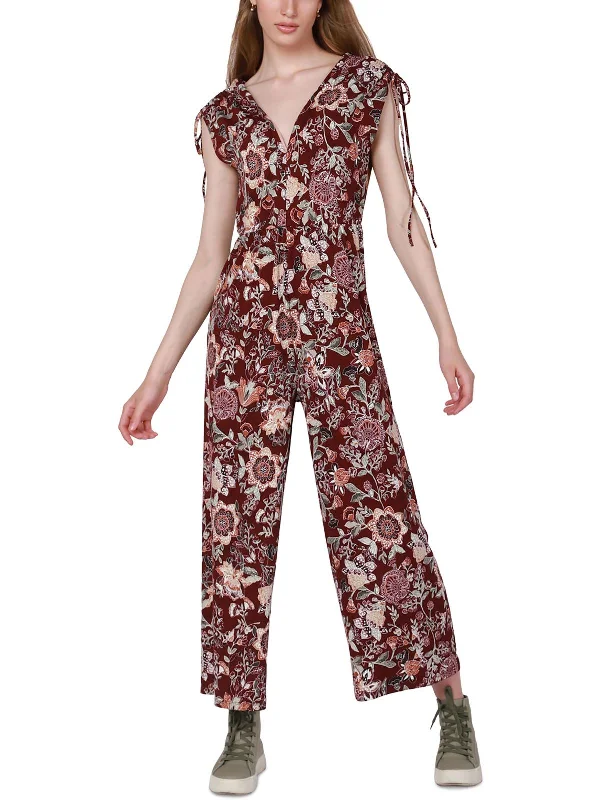 Fresh And Natural Womens Floral Wide Leg Jumpsuit