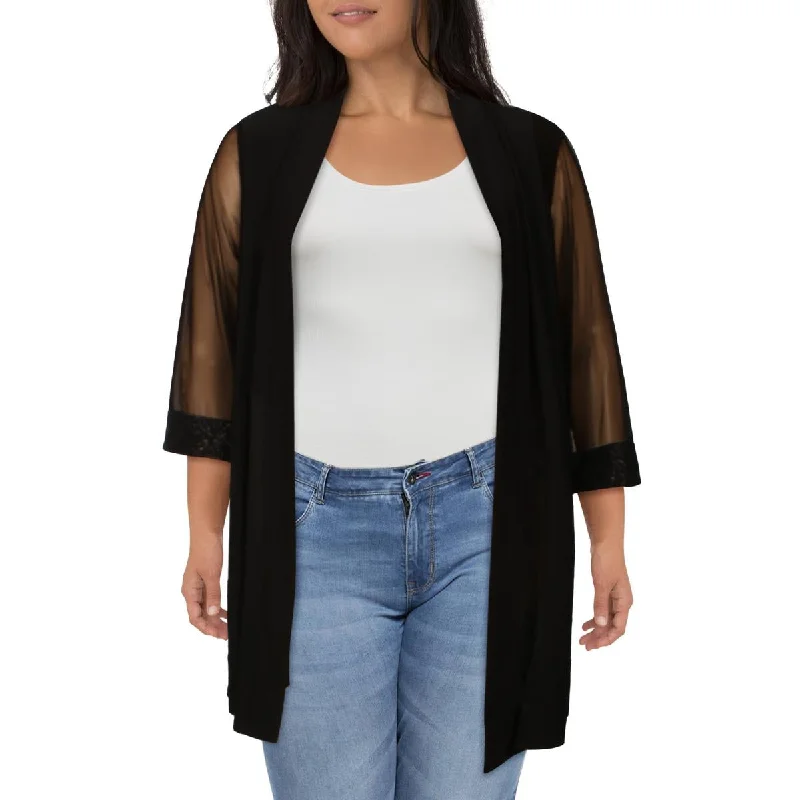 Classic Series R&M Richards Womens Plus Mesh Sleeves Open Front Jacket